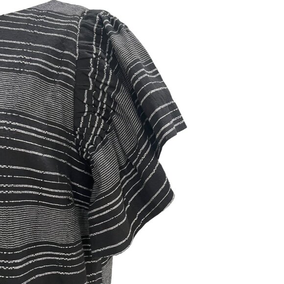 Moon River B/W Striped Flutter Sleeve Dress M Cotton Aldegon Blend Casual HOCO - Picture 8 of 12